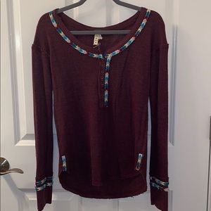 Free People We The Free Wine Rainbow Thermal Top